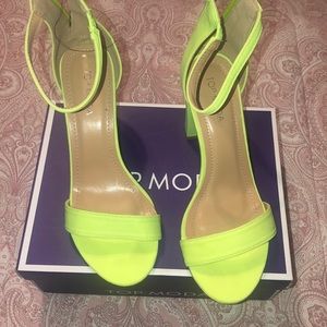 Neon block heels